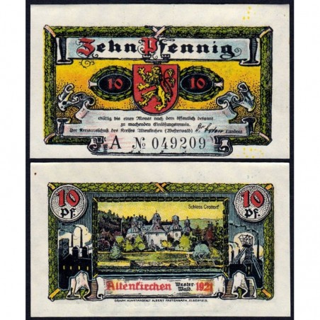 Allemagne - Notgeld - Altenkirchen - 10 pfennig - Série A - 1921 - Etat : NEUF