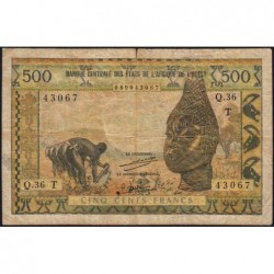 Togo - Pick 802Ti - 500 francs - Série Q.36 - Sans date (1971) - Etat : TB
