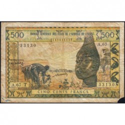 Togo - Pick 802Tm - 500 francs - Série A.67 - Sans date (1977) - Etat : B+