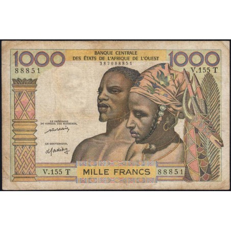 Togo - Pick 803Tm - 1'000 francs - Série V.155 - Sans date (1976) - Etat : TB-