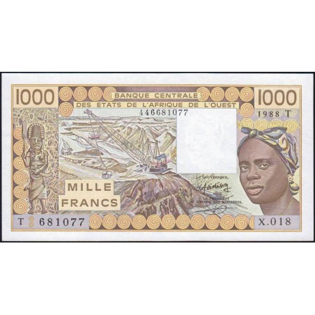 Togo - Pick 807Ta - 1'000 francs - Série X.018 - 1988 - Etat : NEUF