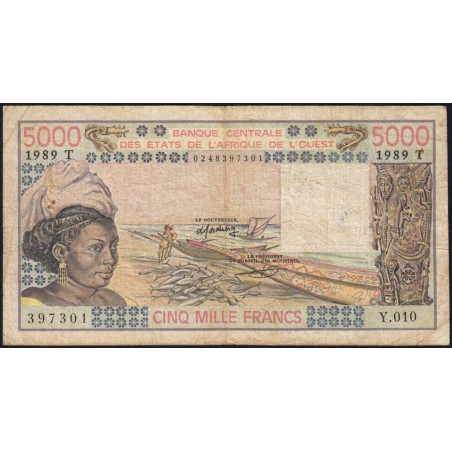 Togo - Pick 808Td - 5'000 francs - Série Y.010 - 1989 - Etat : TB-