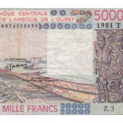 Togo - Pick 808Te - 5'000 francs - Série Z.3 - 1981 - Etat : TB