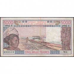 Togo - Pick 808Tf - 5'000 francs - Série W.4 (remplacement) - 1982 - Etat : TB+