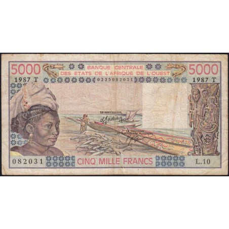 Togo - Pick 808Ti - 5'000 francs - Série L.10 - 1987 - Etat : TB