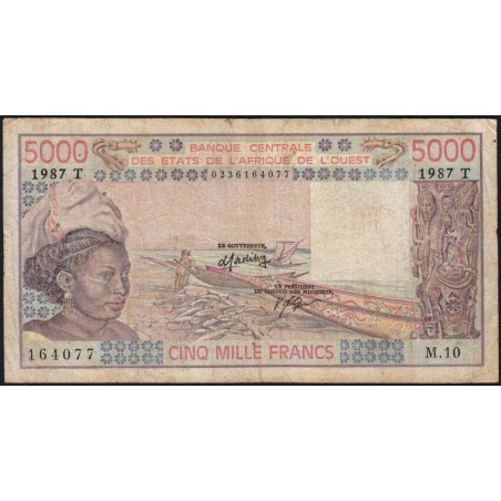 Togo - Pick 808Ti - 5'000 francs - Série M.10 - 1987 - Etat : TB