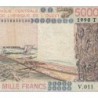 Togo - Pick 808Tj - 5'000 francs - Série V.011 - 1990 - Etat : TB