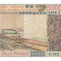 Togo - Pick 808Tj - 5'000 francs - Série G.012 - 1990 - Etat : TB