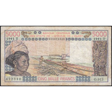 Togo - Pick 808Tk - 5'000 francs - Série O.013 - 1991 - Etat : TB