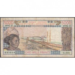 Togo - Pick 808Tm - 5'000 francs - Série G.014 - 1992 - Etat : TB-