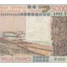Togo - Pick 808Tm - 5'000 francs - Série P.014 - 1992 - Etat : TB