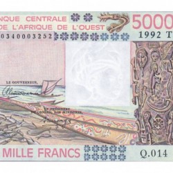 Togo - Pick 808Tm - 5'000 francs - Série Q.014 - 1992 - Etat : NEUF