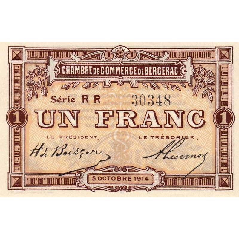 Bergerac - Pirot 24-18 - 1 franc - Série RR - 05/10/1914 - Etat : SUP+