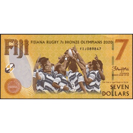 Fidji - Pick 122a - 7 dollars - Série FIJ - 2020 (2022) - Commémoratif - Etat : NEUF
