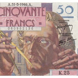 F 20-05 - 31/05/1946 - 50 francs - Le Verrier - Série K.25 - Etat : SUP+