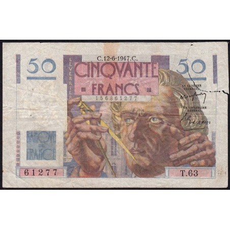 F 20-08 - 12/06/1947 - 50 francs - Le Verrier - Série T.63 - Etat : B-