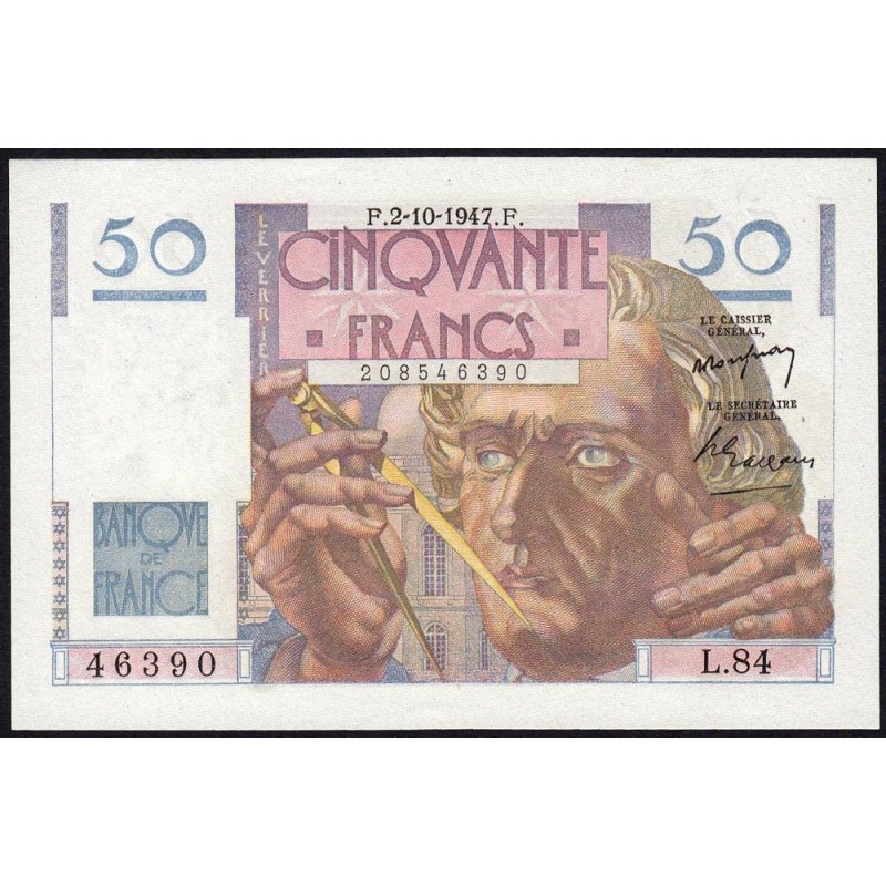 F 20-09 - 02/10/1947 - 50 francs - Le Verrier - Série L.84 - Etat : pr.NEUF