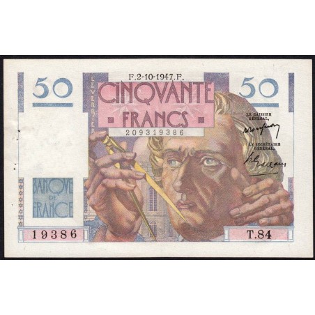 F 20-09 - 02/10/1947 - 50 francs - Le Verrier - Série T.84 - Etat : SUP
