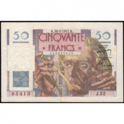 F 20-07 - 20/03/1947 - 50 francs - Le Verrier - Série J.52 - Etat : TTB-
