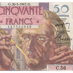 F 20-07 - 20/03/1947 - 50 francs - Le Verrier - Série C.56 - Etat : SUP
