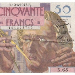 F 20-08 - 12/06/1947 - 50 francs - Le Verrier - Série N.65 - Etat : SUP
