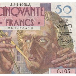F 20-10 - 08/04/1948 - 50 francs - Le Verrier - Série C.105 - Etat : SUP+
