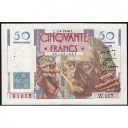 F 20-10 - 08/04/1948 - 50 francs - Le Verrier - Série W.107 - Remplacement - Etat : SUP+