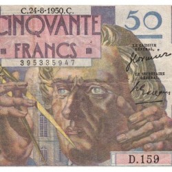 F 20-16 - 24/08/1950 - 50 francs - Le Verrier - Série D.159 - Etat : TB