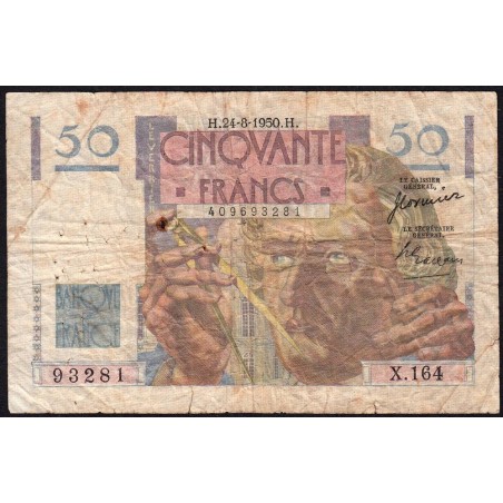 F 20-16 - 24/08/1950 - 50 francs - Le Verrier - Série X.164 - Etat : B