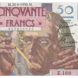 F 20-16 - 24/08/1950 - 50 francs - Le Verrier - Série Z.168 - Etat : SPL