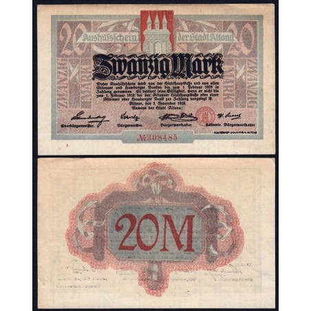 Allemagne - Notgeld - Altona - 20 mark - 02/11/1918 - Etat : SUP+