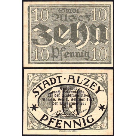 Allemagne - Notgeld - Alzey - 10 pfennig - 01/02/1921 - Etat : SPL