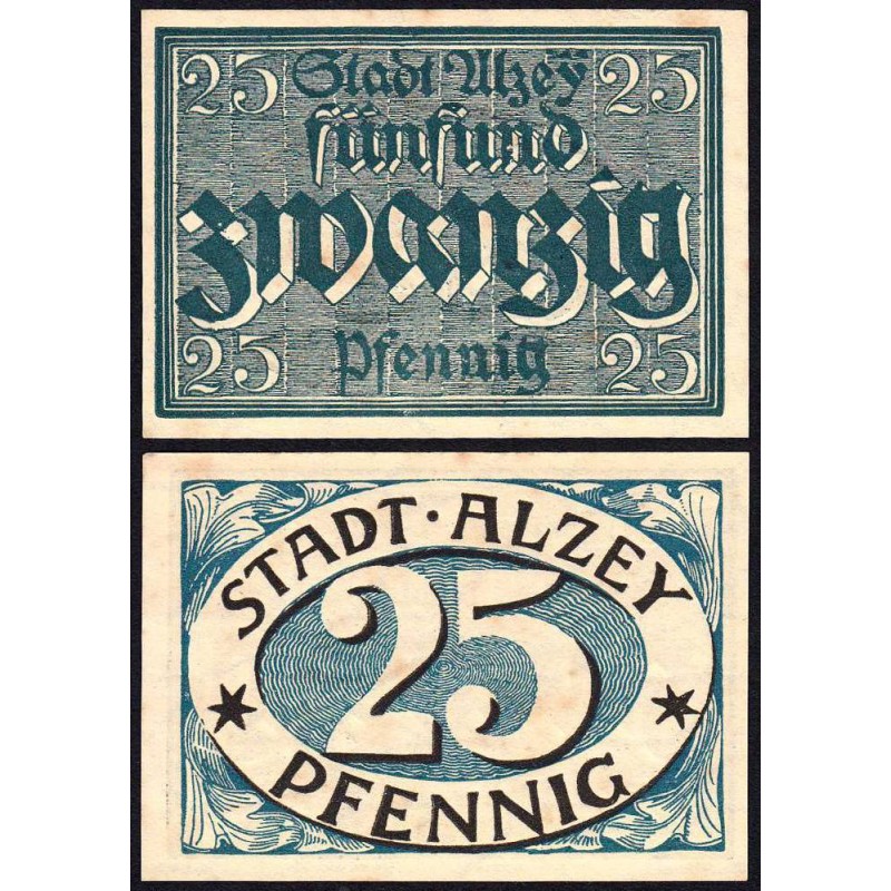 Allemagne - Notgeld - Alzey - 25 pfennig - Sans date (1921) - Etat : SPL