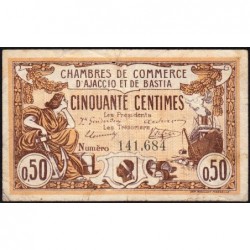 Ajaccio & Bastia - Pirot 3-1 - 50 centimes - Sans série - 06/08/1915 - Etat : TB
