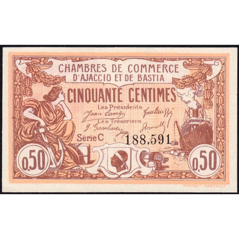 Ajaccio & Bastia - Pirot 3-8 - 50 centimes - Série C - 12/03/1920 - Etat : NEUF