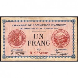 Annecy - Pirot 10-12 - 1 franc - R. 2e Série 236 - 24/10/1917 - Etat : TB