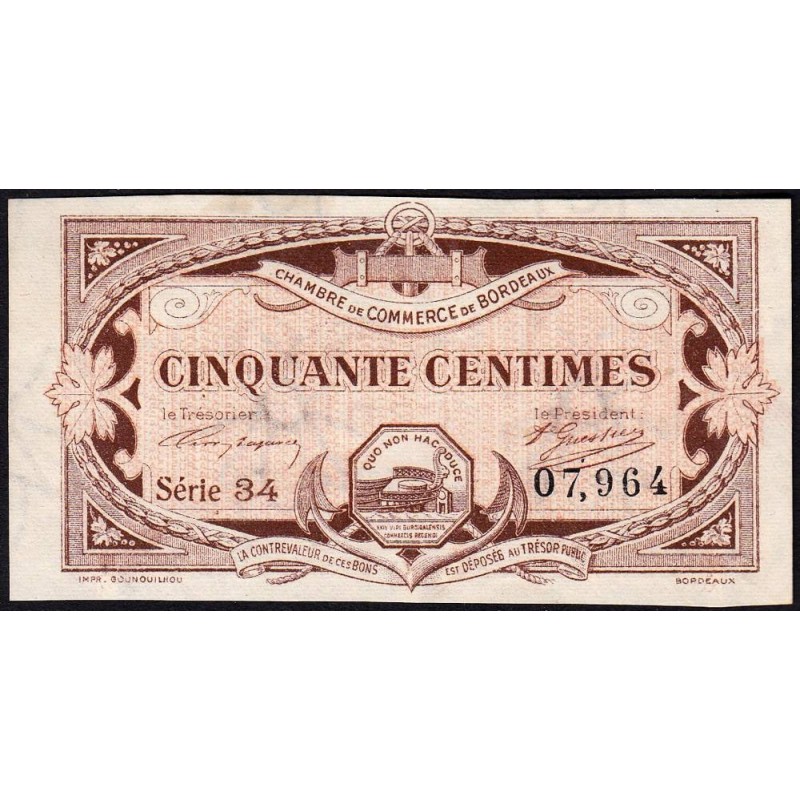 Bordeaux - Pirot 30-20 - 50 centimes - Série 34 - 1917 - Etat : SUP