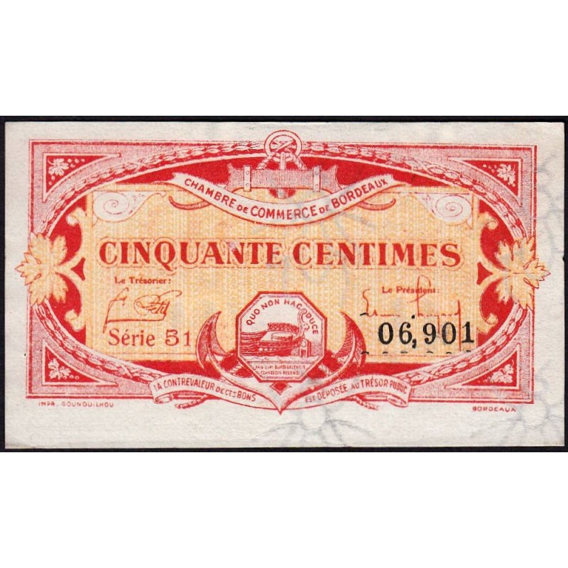 Bordeaux - Pirot 30-24 - 50 centimes - Série 51 - 1920 - Etat : SUP
