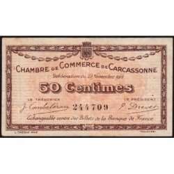 Carcassonne - Pirot 38-1 variété - 50 centimes - 1914 - Etat : TTB