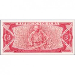 Cuba - Pick 107b_1 - 3 pesos - Série CD 08 - 1988 - Etat : NEUF