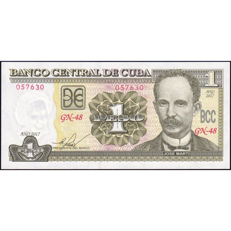 Cuba - Pick 128h - 1 peso - Série GN-48 - 2017 - Etat : NEUF