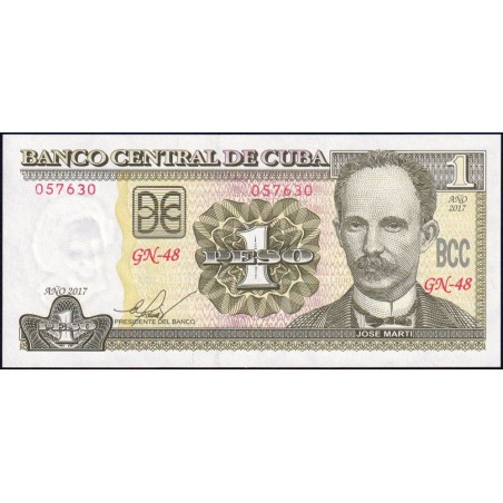 Cuba - Pick 128h - 1 peso - Série GN-48 - 2017 - Etat : NEUF