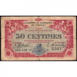 Cognac - Pirot 49-1 - 50 centimes - Série 119 - 19/08/1916 - Etat : B+