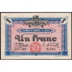 Cognac - Pirot 49-3 - 1 franc - Série 129 - 19/08/1916 - Etat : SUP