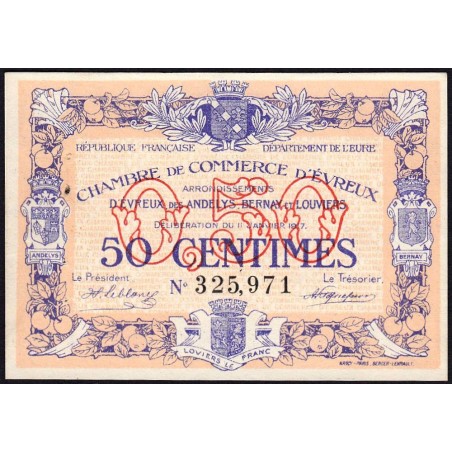 Evreux (Eure) - Pirot 57-10 - 50 centimes - 11/01/1917 - Etat : SUP+