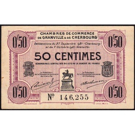 Granville & Cherbourg - Pirot 61-5 - 50 centimes - 27/09/1921 - Etat : TTB+