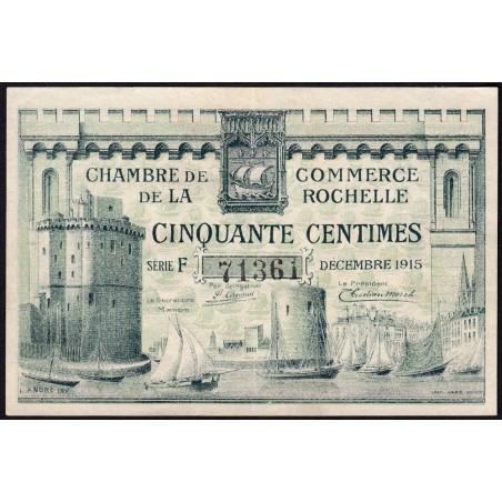 La Rochelle - Pirot 66-1 - 50 centimes - Série F - 10/1915 - Etat : SUP