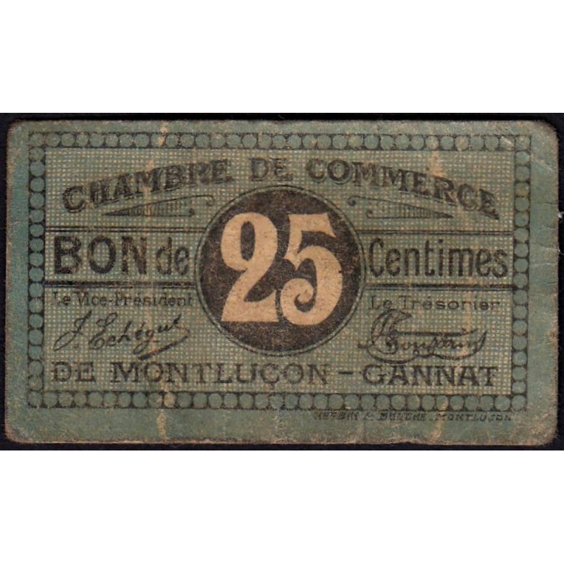 Montluçon-Gannat - Pirot 84-68b - 25 centimes - Etat : B+