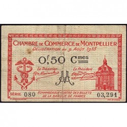 Montpellier - Pirot 85-6 - 50 centimes - Série 080 - 09/08/1915 - Etat : TB