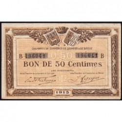 Quimper et Brest - Pirot 104-4 - 50 centimes - Série B - 1915 - Etat : TB-